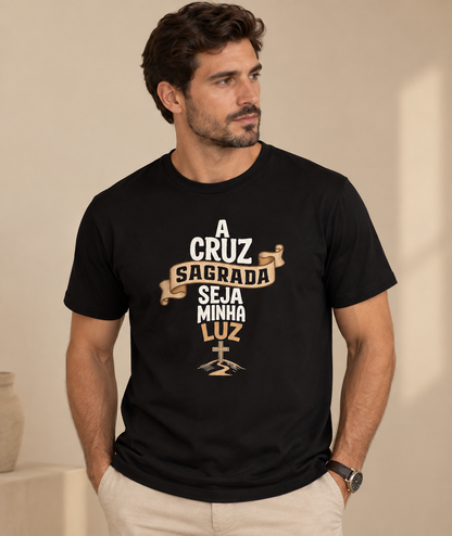 Camiseta A Cruz Sagrada Seja Minha Luz