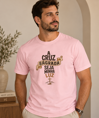 Camiseta A Cruz Sagrada Seja Minha Luz