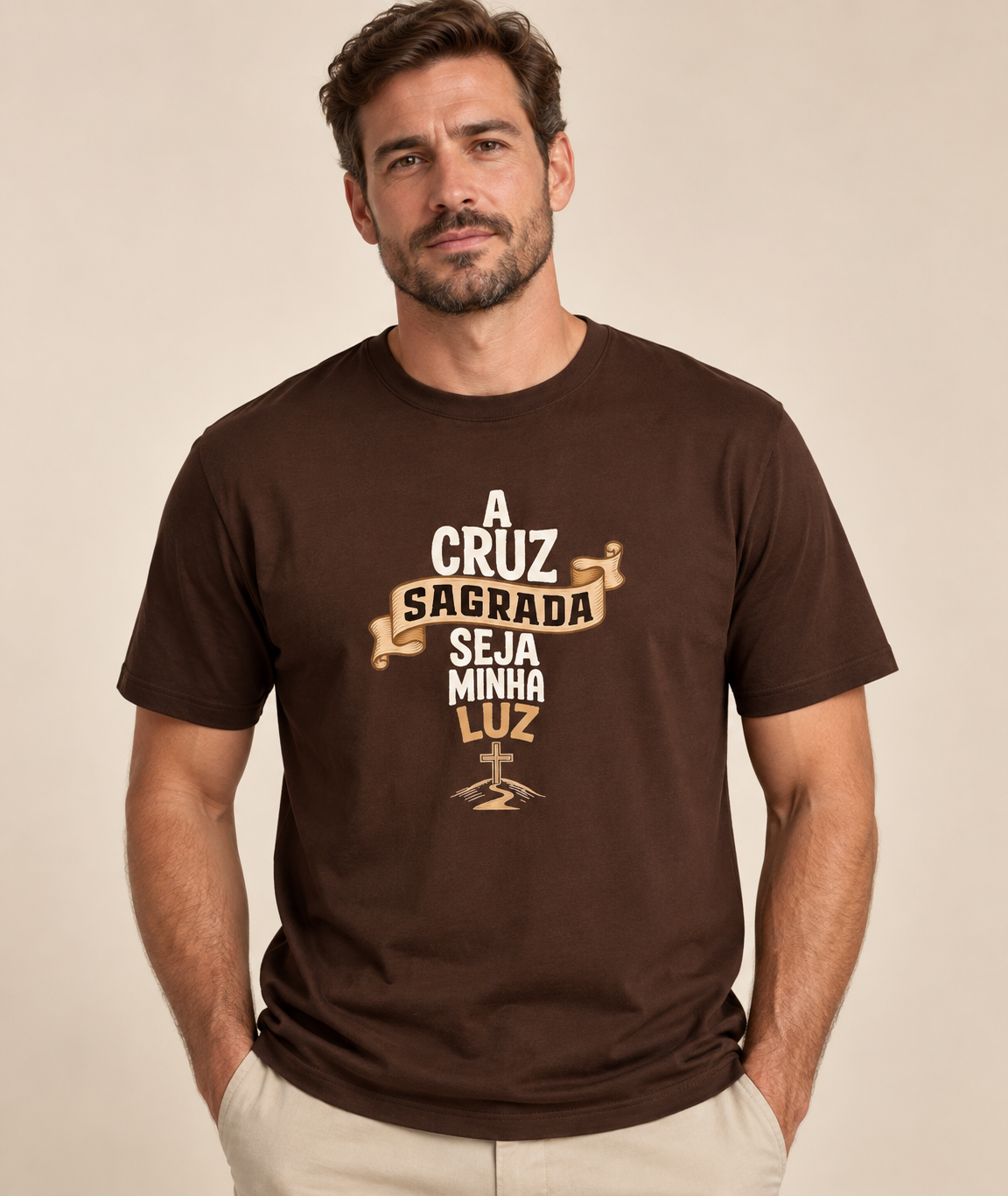 Camiseta A Cruz Sagrada Seja Minha Luz