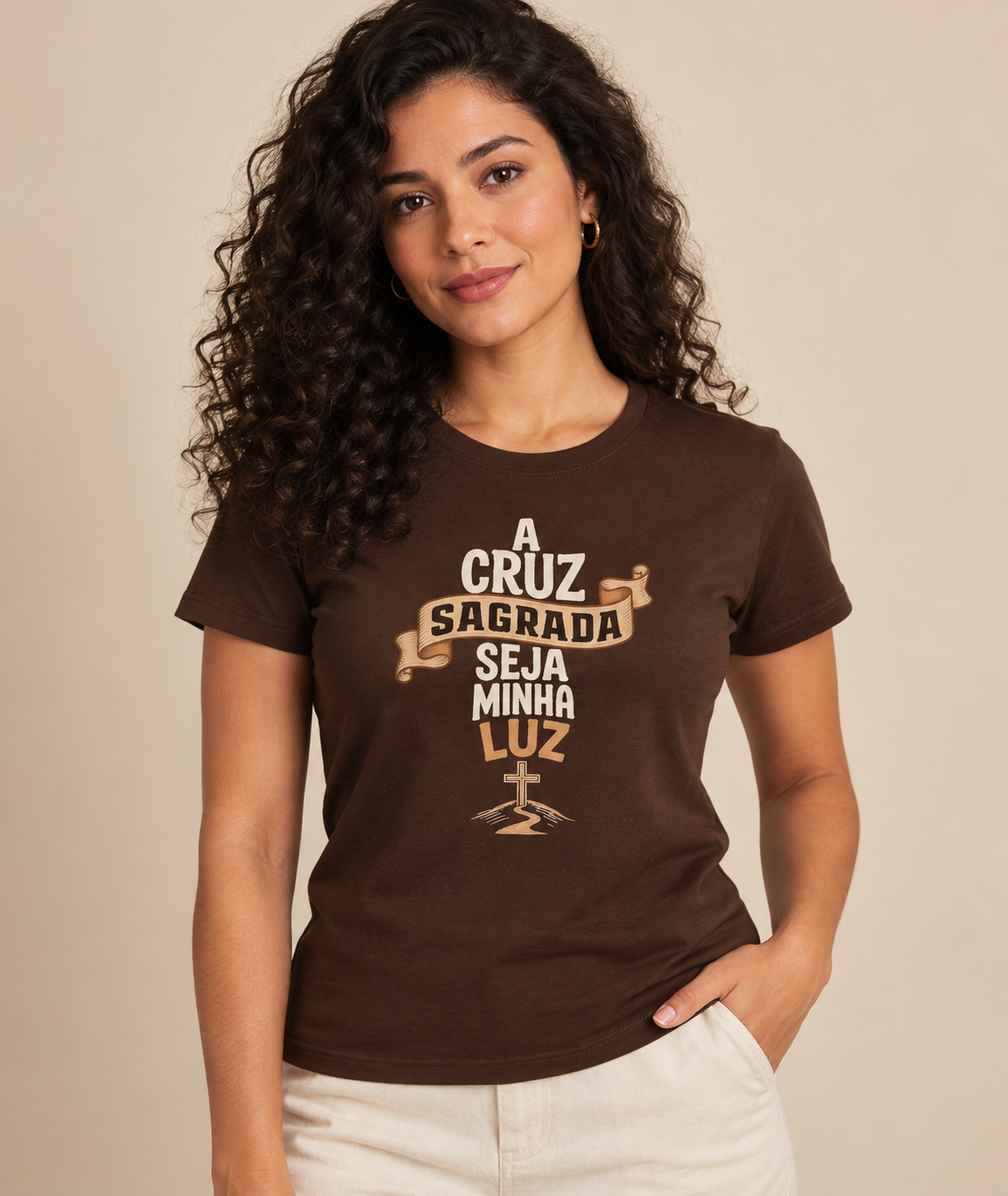 Camiseta A Cruz Sagrada Seja Minha Luz