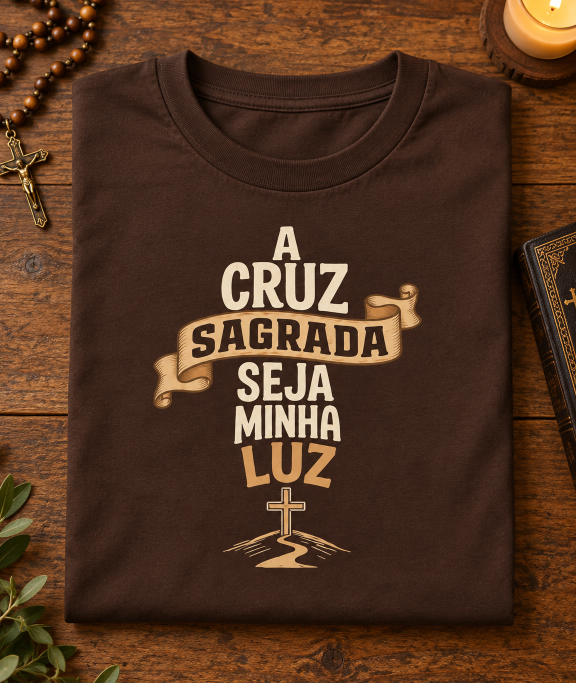 Camiseta A Cruz Sagrada Seja Minha Luz